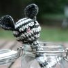 Handmade crochet mouse baby rattle